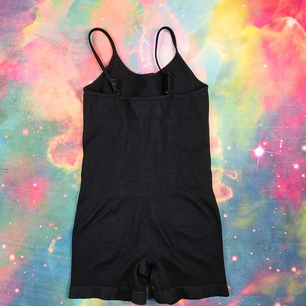 Viral OQQ Women's Black Yoga‎ One Piece Ribbed Seamless Shapewear Workout Romper